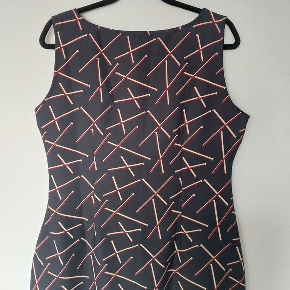 Tokyo Talkies Retro Style Sleeveless Navy Geometric Print Sheath Dress NWT - Picture 6 of 8